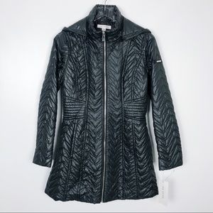 Via Spiga Zig Zag Quilted Anorak Jacket Hooded